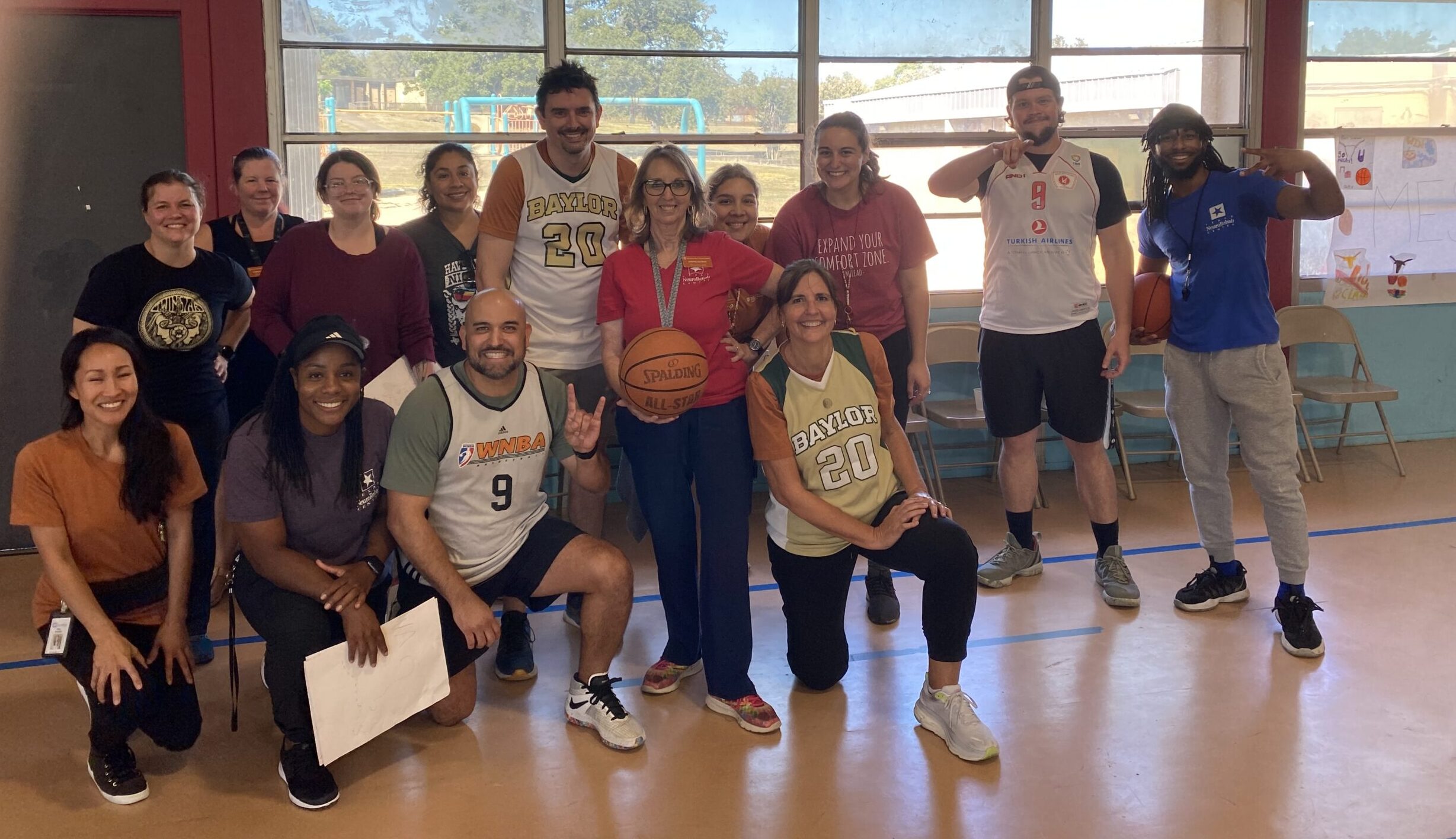 Teacher team photo from the students versus teachers game